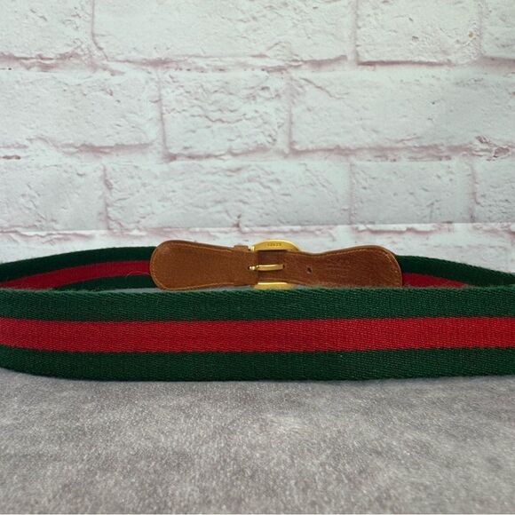 Gucci Vintage Sherry Line Brown Leather Belt Gold Buckle 80/32” - Picture 5 of 11